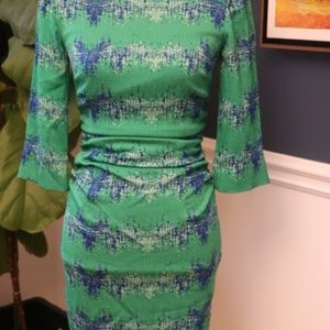Midi Ruched Dress 100% Silk Emerald Green